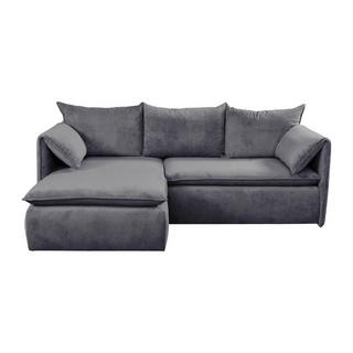 PASCAL MORABITO Divano letto in Velluto a coste Blu Grigio - Angolo a sinistra - TEODORA  