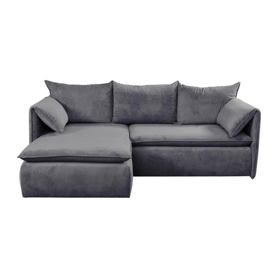 PASCAL MORABITO Ecksofa mit Schlaffunktion - Ecke links - Cord - Graublau - TEODORA  