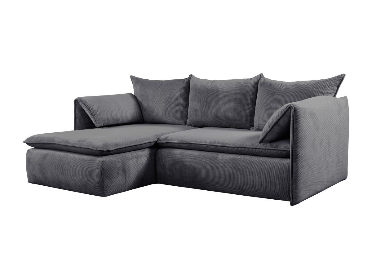 PASCAL MORABITO Divano letto in Velluto a coste Blu Grigio - Angolo a sinistra - TEODORA  