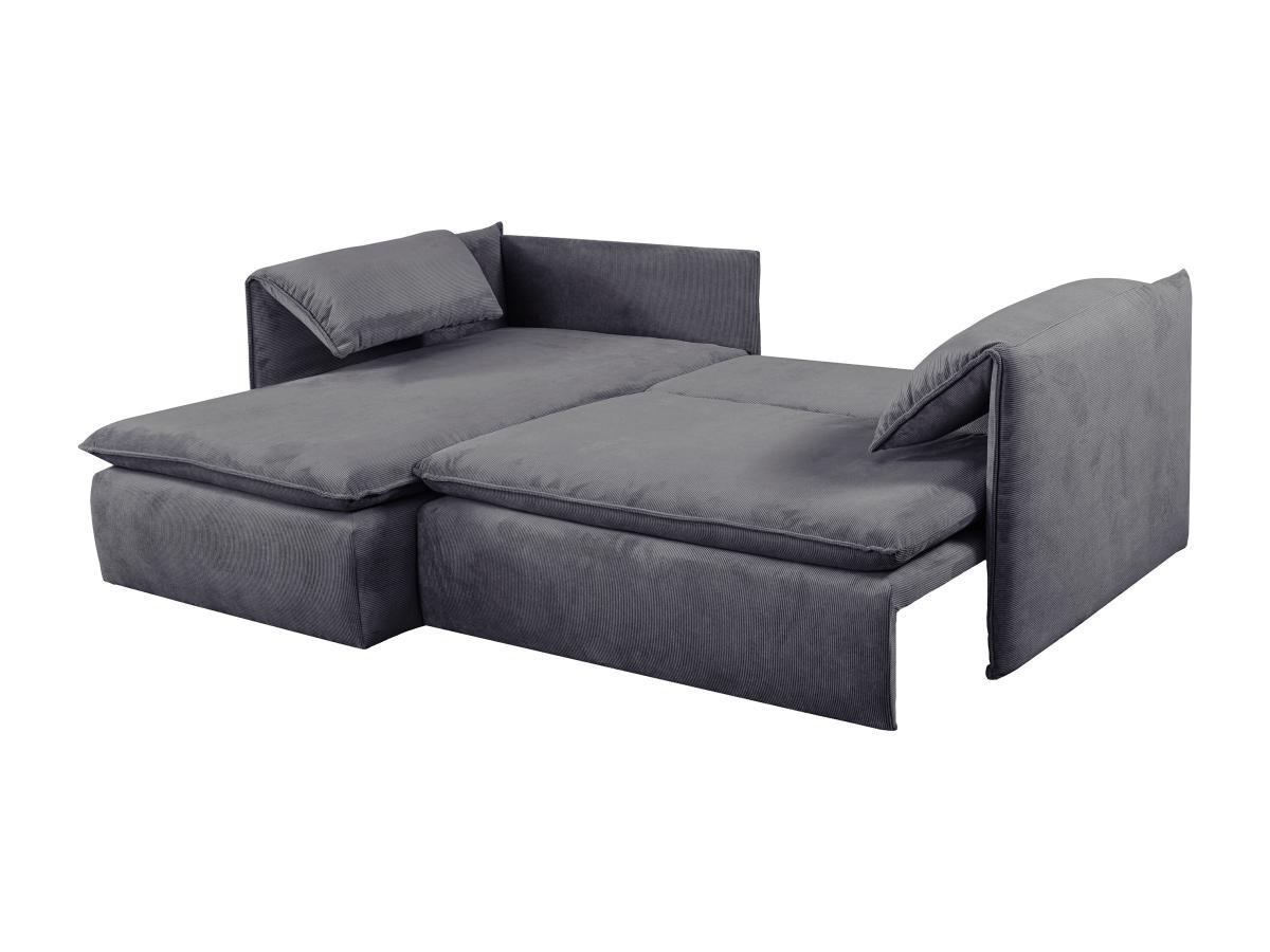PASCAL MORABITO Divano letto in Velluto a coste Blu Grigio - Angolo a sinistra - TEODORA  