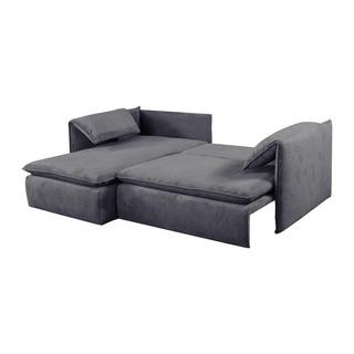 PASCAL MORABITO Divano letto in Velluto a coste Blu Grigio - Angolo a sinistra - TEODORA  