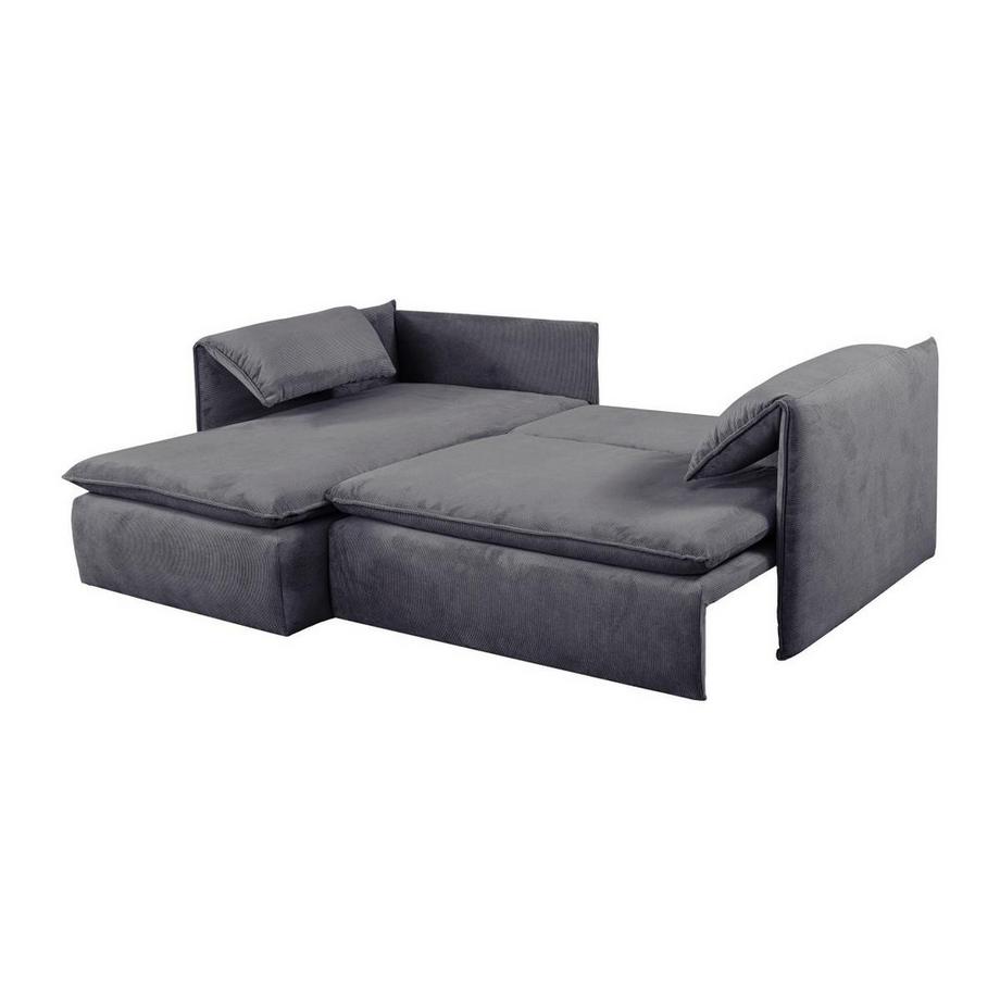 PASCAL MORABITO Ecksofa mit Schlaffunktion - Ecke links - Cord - Graublau - TEODORA  