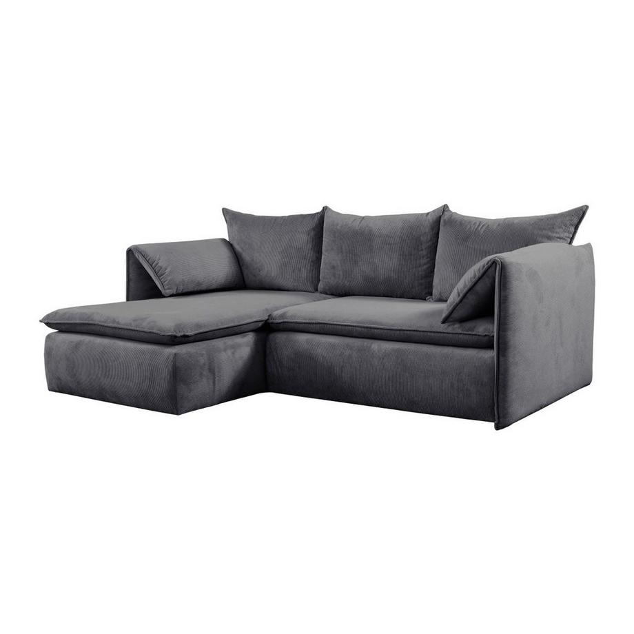 Ecksofa mit Schlaffunktion - Ecke links - Cord - Graublau - TEODORA