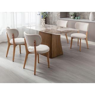 Vente-unique Sedia in Velluto a coste e Legno di hevea Bianco - Lotto di 6 - TORIEL  