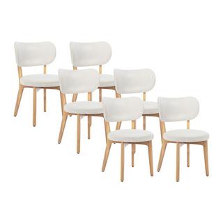 Vente-unique Sedia in Velluto a coste e Legno di hevea Bianco - Lotto di 6 - TORIEL  