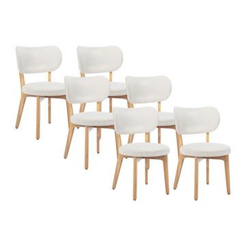 Sedia in Velluto a coste e Legno di hevea Bianco - Lotto di 6 - TORIEL