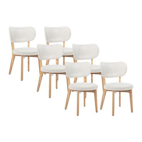 Vente-unique Sedia in Velluto a coste e Legno di hevea Bianco - Lotto di 6 - TORIEL  