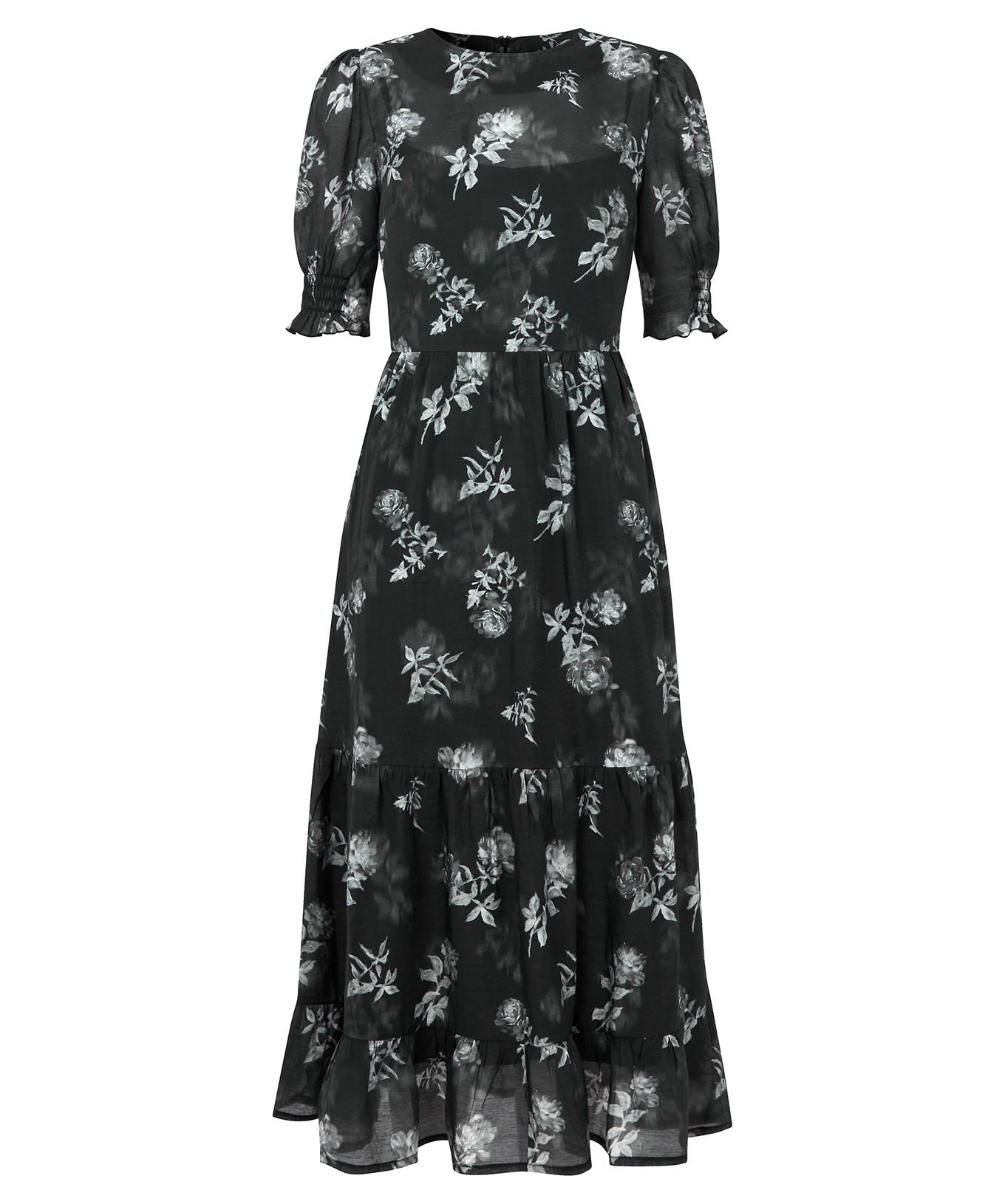 Joe Browns  Robe Midi Manches Bouffantes Florale Monochrome 