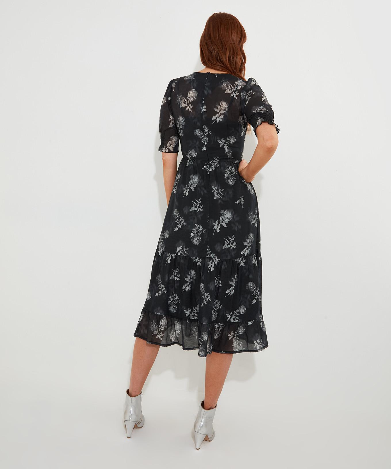 Joe Browns  Robe Midi Manches Bouffantes Florale Monochrome 