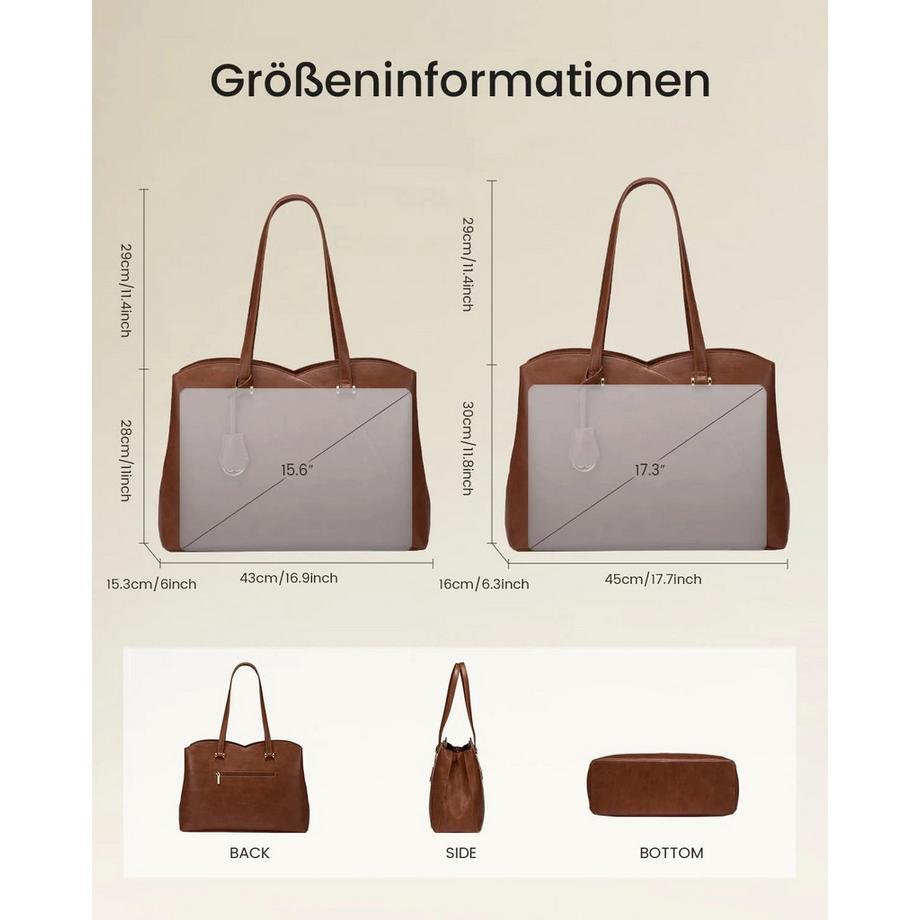Only-bags.store Grosse Shopper Tasche mit Laptopfach und verstellbarem Schultergurt  