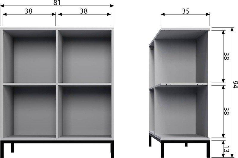 mutoni Case Four Armoire ouverte avec cadre gris béton  