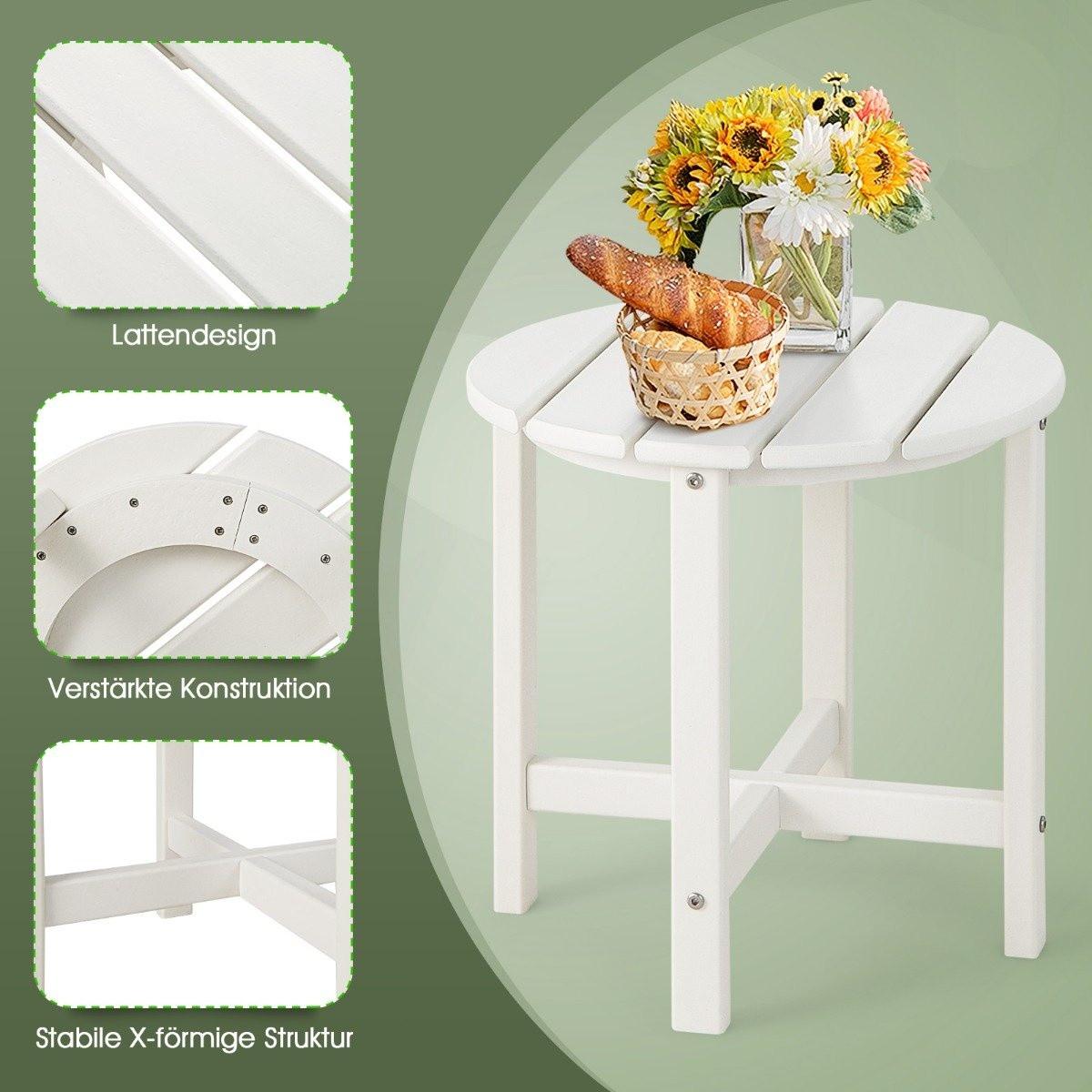 B2X Tavolino Tavolino da giardino in plastica bianca resistente ai raggi UV  