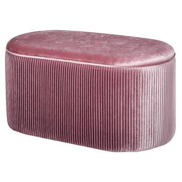 Panca Imbottita Rosa Con Vano Portaoggetti In Stile Francese, Velluto, Elegante, 81X40X41 Cm