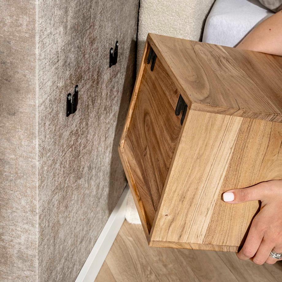 mutoni Table de nuit Block acacia naturel  