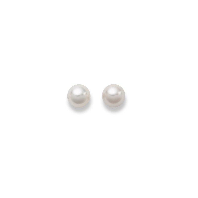 MUAU Schmuck  Clous d'oreilles or blanc 750 perle d'eau douce 8-8,5mm 