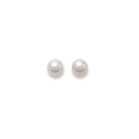 MUAU Schmuck  Clous d'oreilles or blanc 750 perle d'eau douce 8-8,5mm 