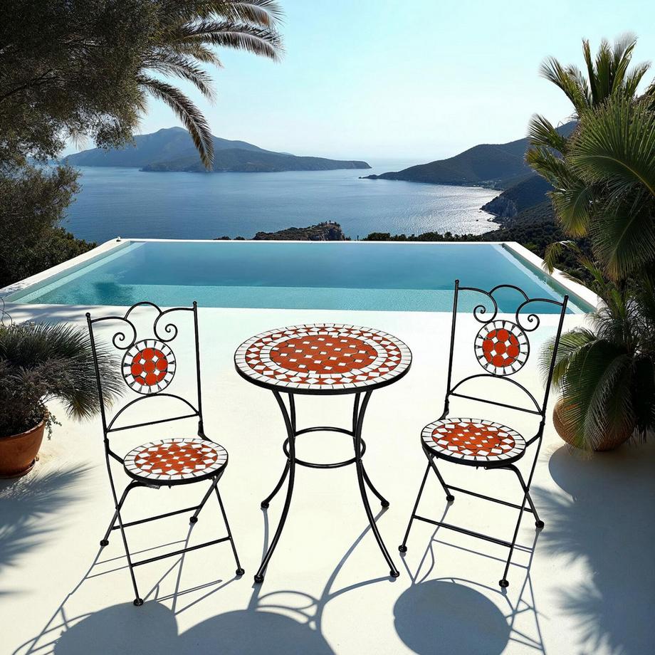 Tectake Ensemble table et chaises de jardin mosaique NEAPEL pour 2 personnes  
