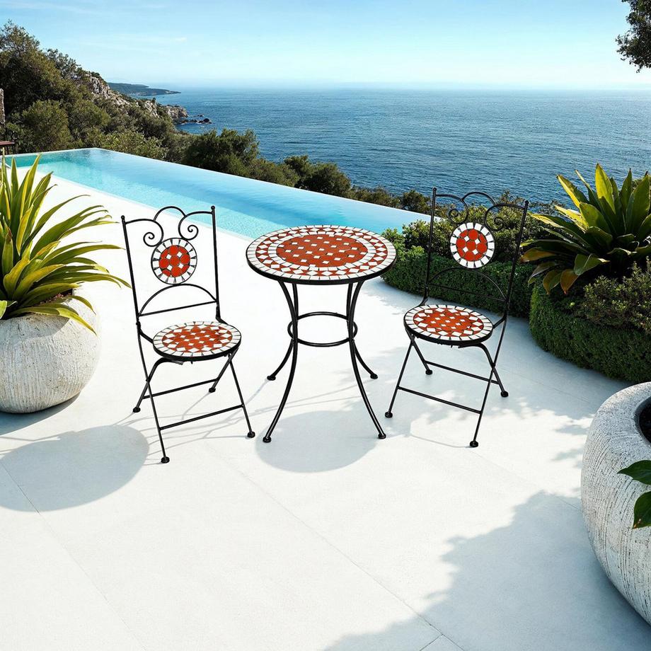 Tectake Ensemble table et chaises de jardin mosaique NEAPEL pour 2 personnes  