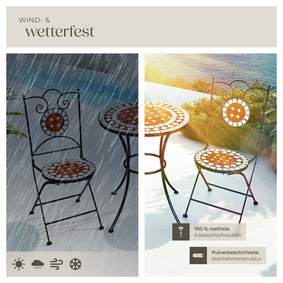 Tectake Ensemble table et chaises de jardin mosaique NEAPEL pour 2 personnes  