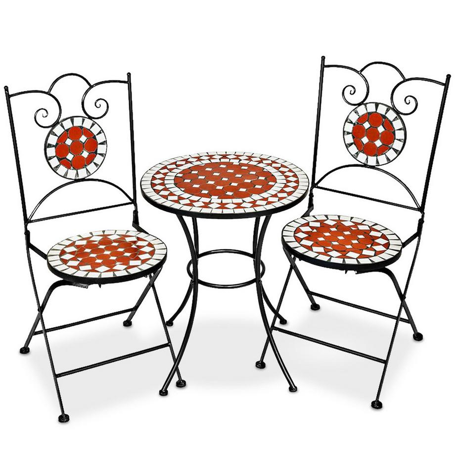 Ensemble table et chaises de jardin mosaique NEAPEL pour 2 personnes