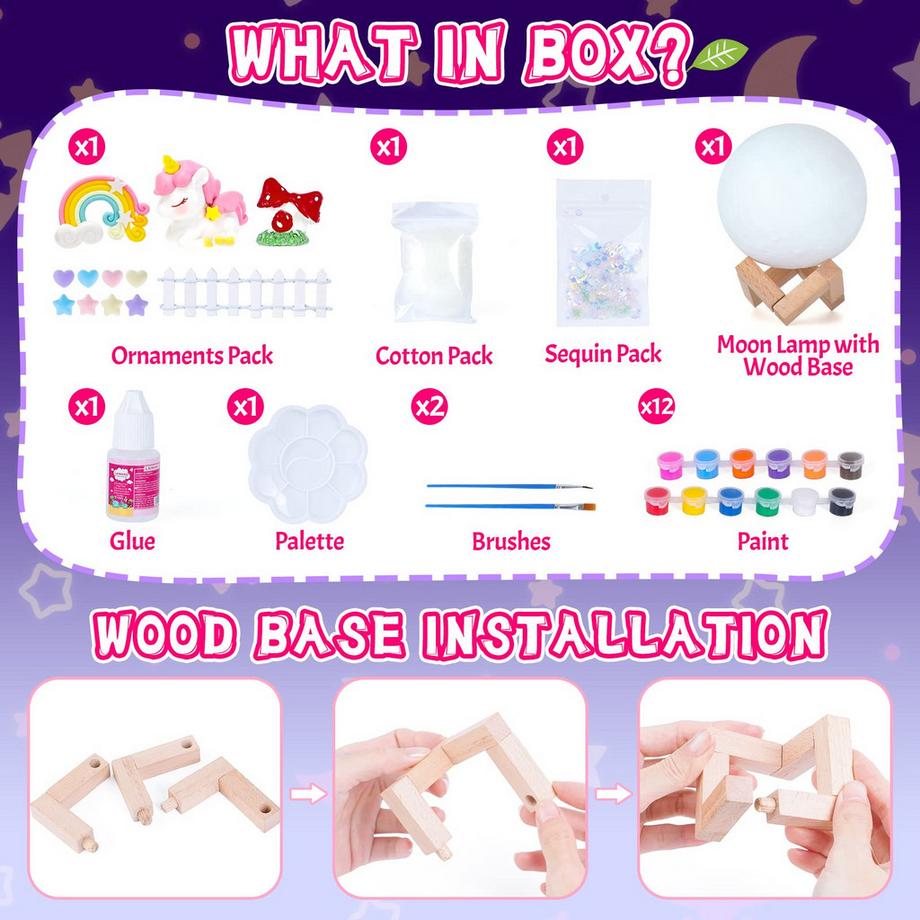 Activity-board  Bastelset Kinder Mondlicht, DIY Malerei Einhorn Garten Nachtlicht 