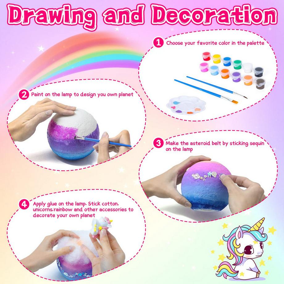 Activity-board  Bastelset Kinder Mondlicht, DIY Malerei Einhorn Garten Nachtlicht 