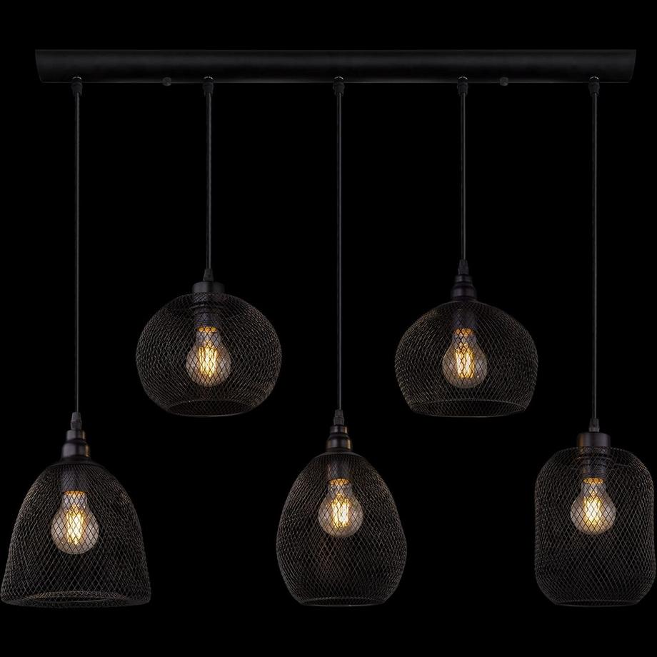 mutoni Lampe à suspension Anya métal noir 5xE27  