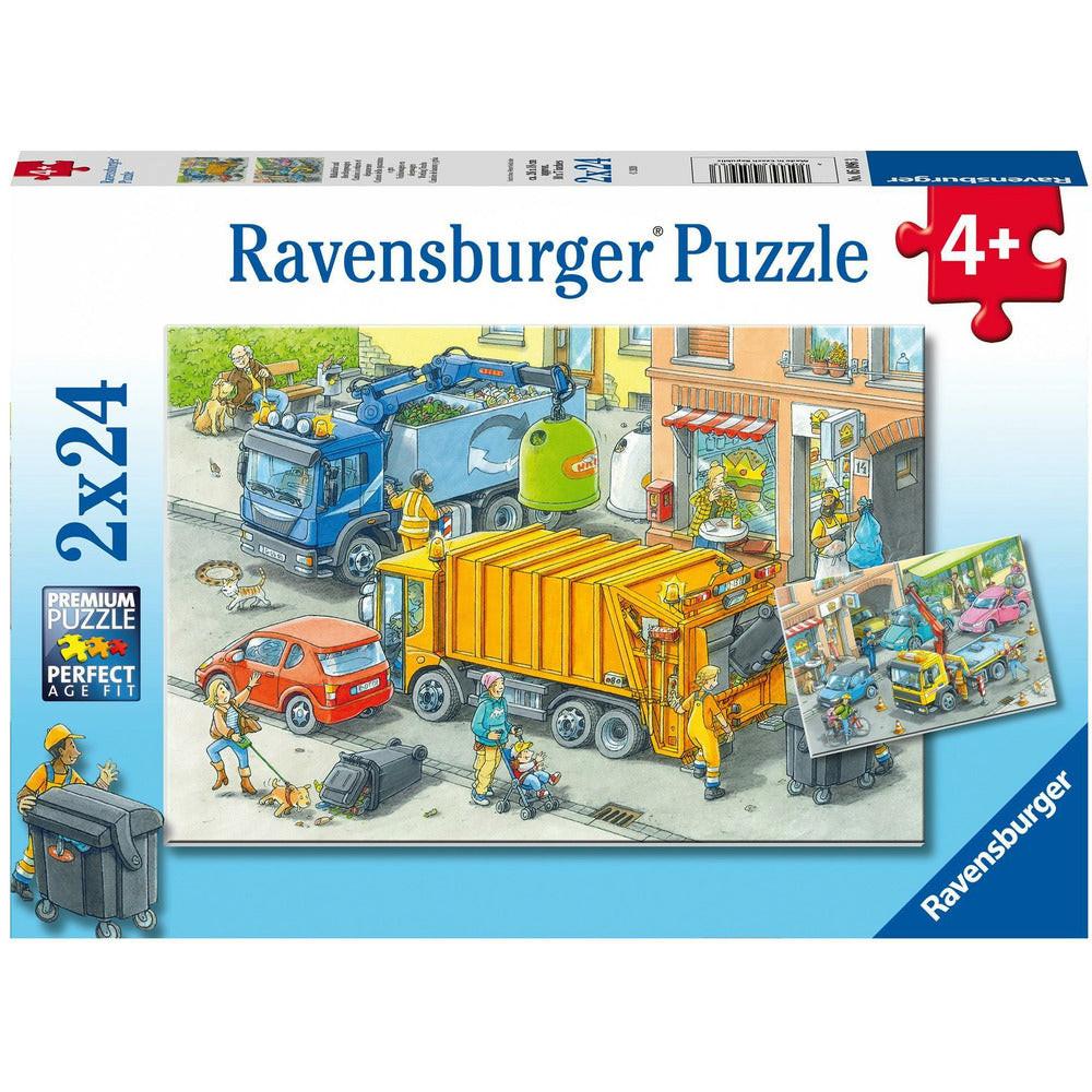 Image of Puzzle Müllabfuhr und Abschleppwagen (2x24)