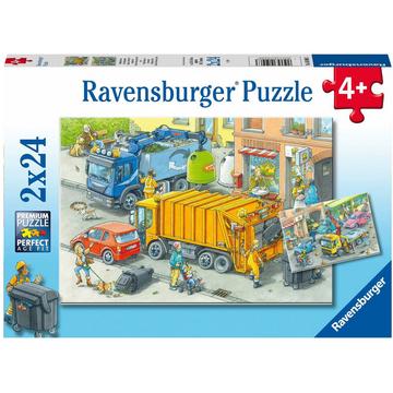 Puzzle Müllabfuhr und Abschleppwagen (2x24)