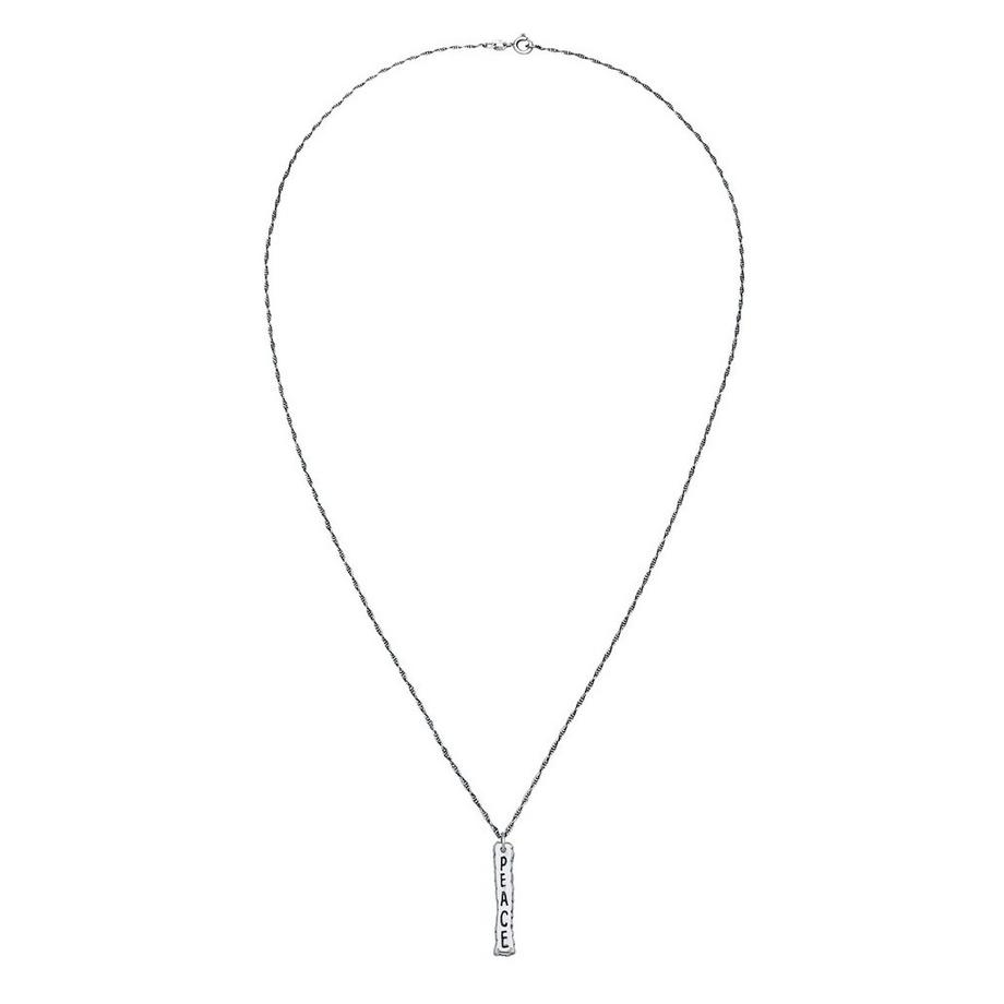 Kuzzoi  Halskette Peace Friedenszeichen Figarokette 925 Silber 