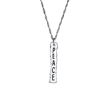 Collier Peace Friedenszeichen Figarokette 925 Silber