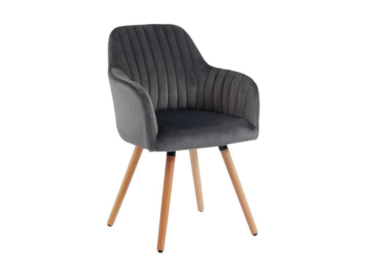 Vente-unique Chaise avec accoudoirs Velours Métal Effet Bois ELEANA  