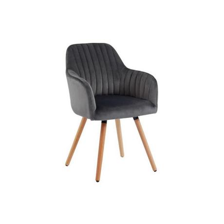 Vente-unique Chaise avec accoudoirs Velours Métal Effet Bois ELEANA  