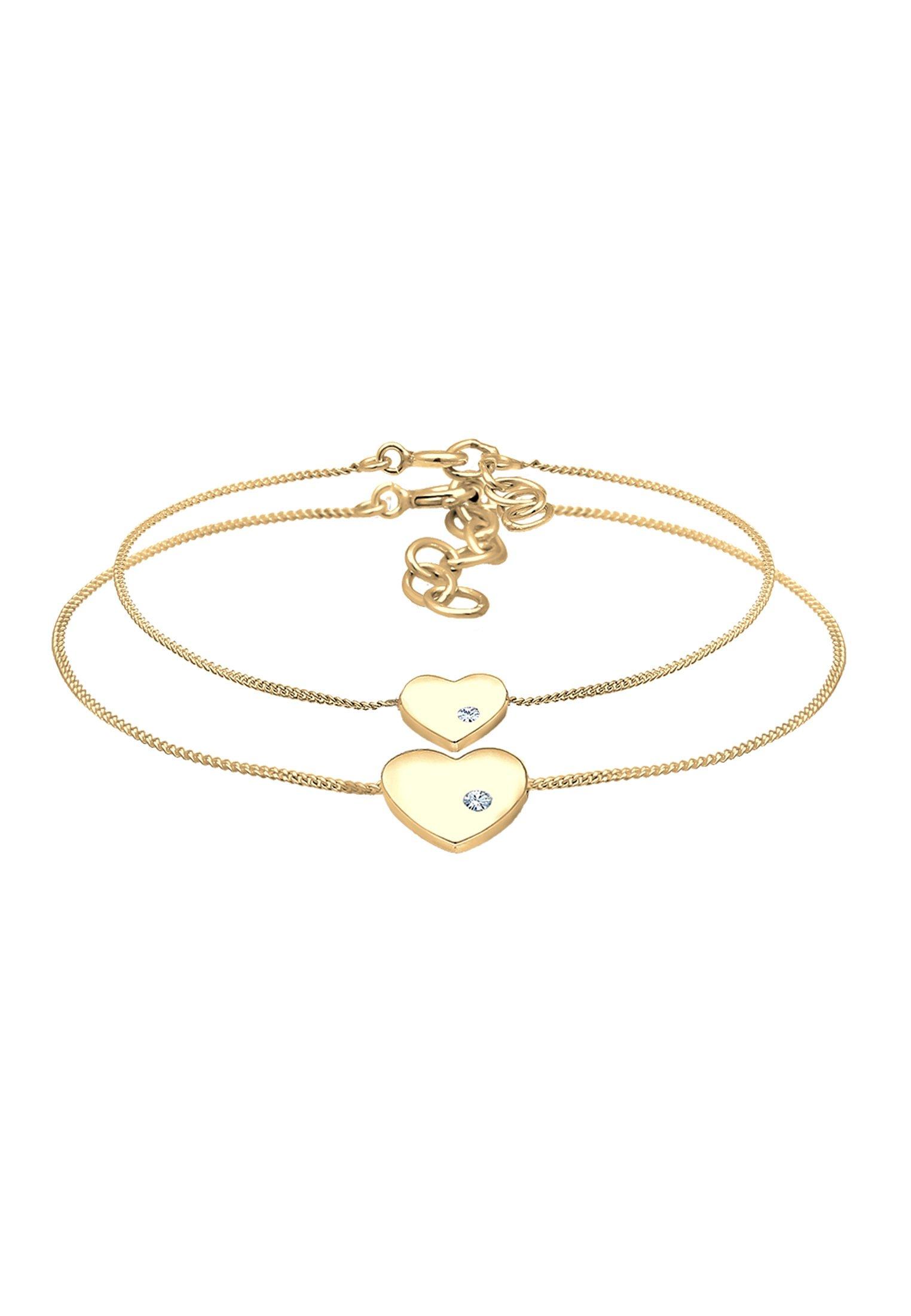 Image of Armband Herz Mutter Kind Kristalle Damen Gold 16cm