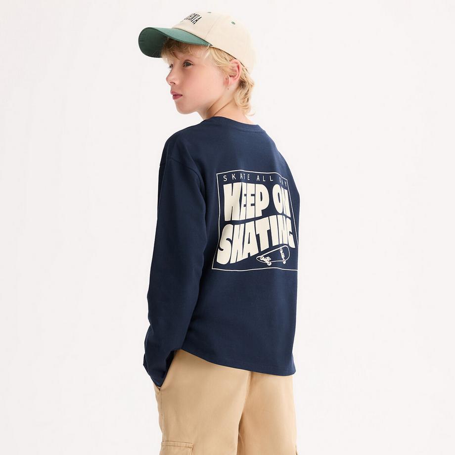 La Redoute Collections  T-shirt manches longues imprimé devant et au dos 