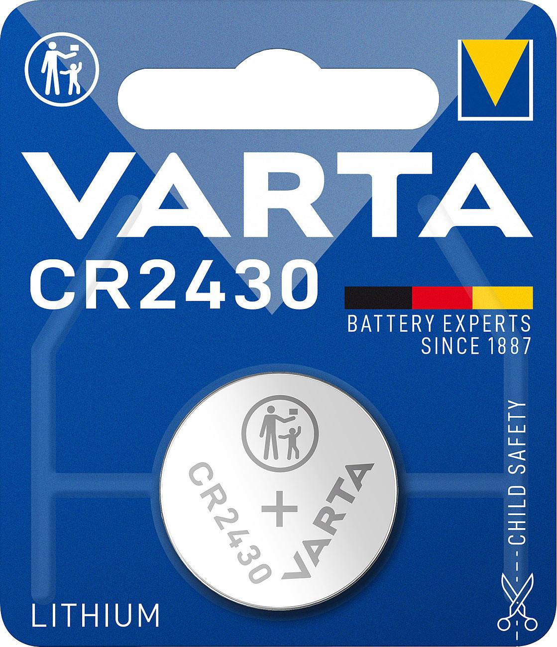 VARTA  Batteria al litio a bottone tipo CR2430, 3 Volt, 300 mAh 