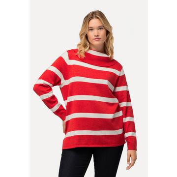 Maglione dolcevita corto con righe e maniche lunghe