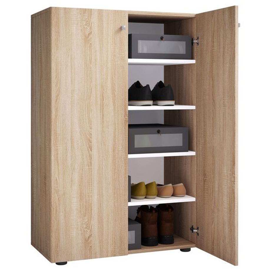 VCM XL bois Grande armoire à chaussures Étagère à chaussures Grande botte Meuble d'entrée Lona 5 compartiments  