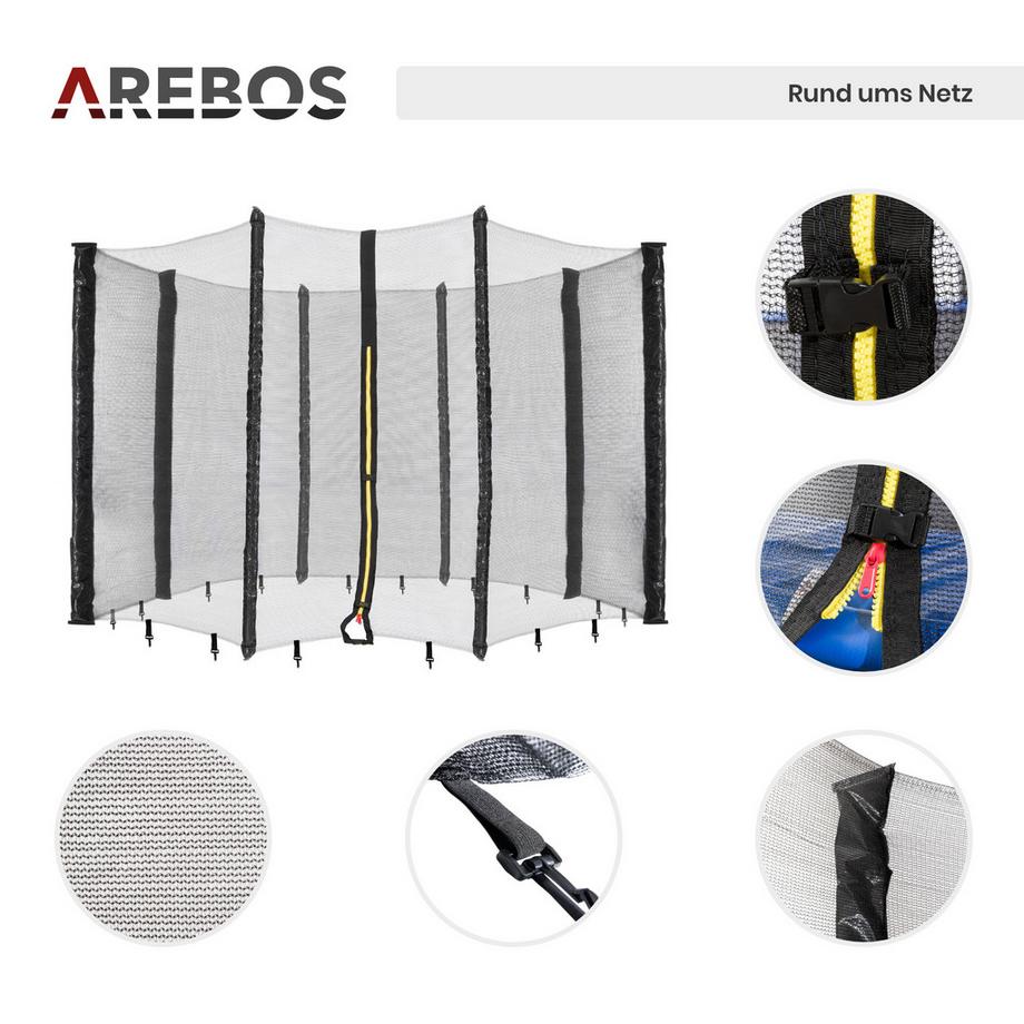 Arebos  Trampoline Filet de sécurité + Couverture de bord Protection de bord Filet Pièces de rechange 