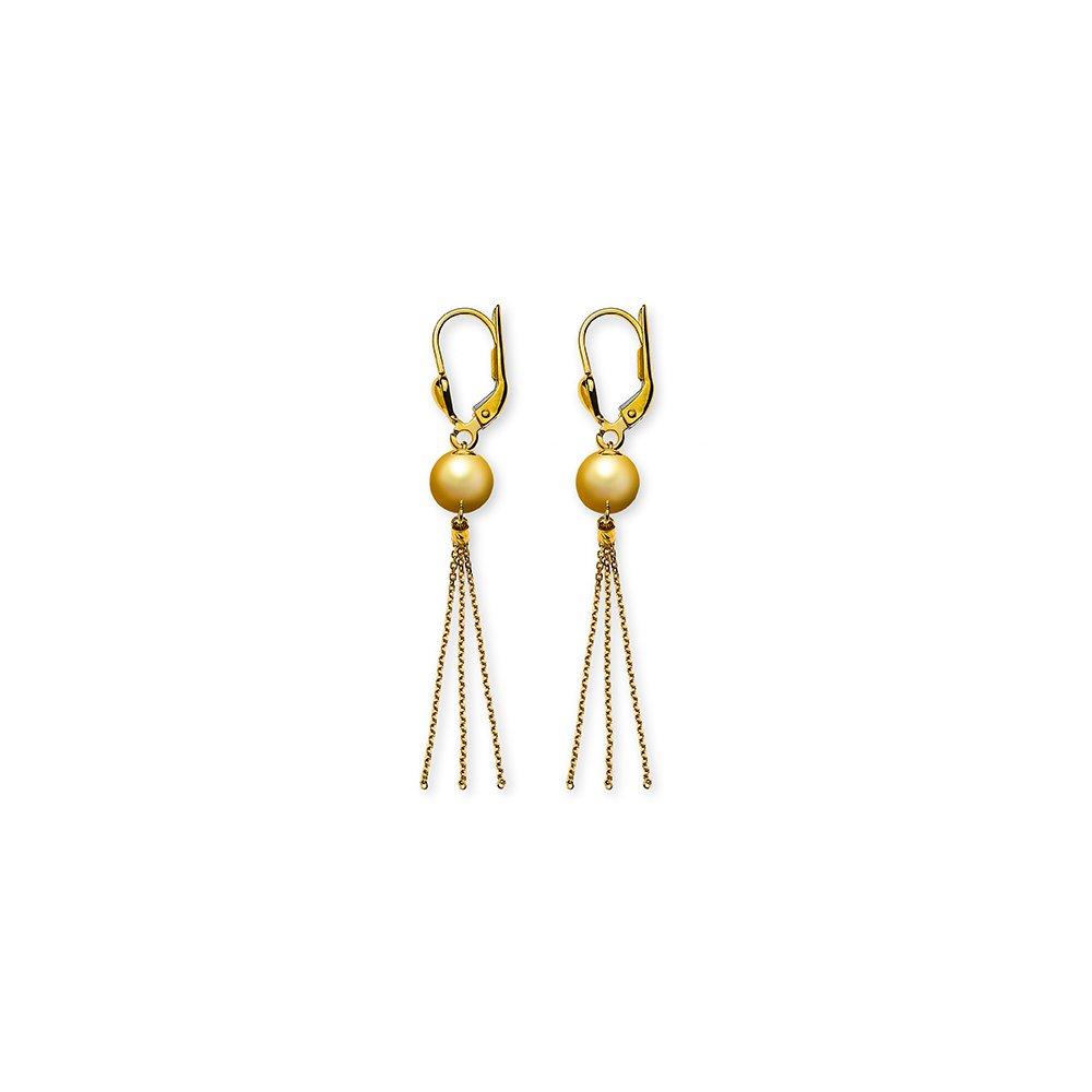 Image of Ohrhänger Gelbgold 750 Kugel 7mm Ankerketten 2.3cm Damen Gelbgold ONE SIZE