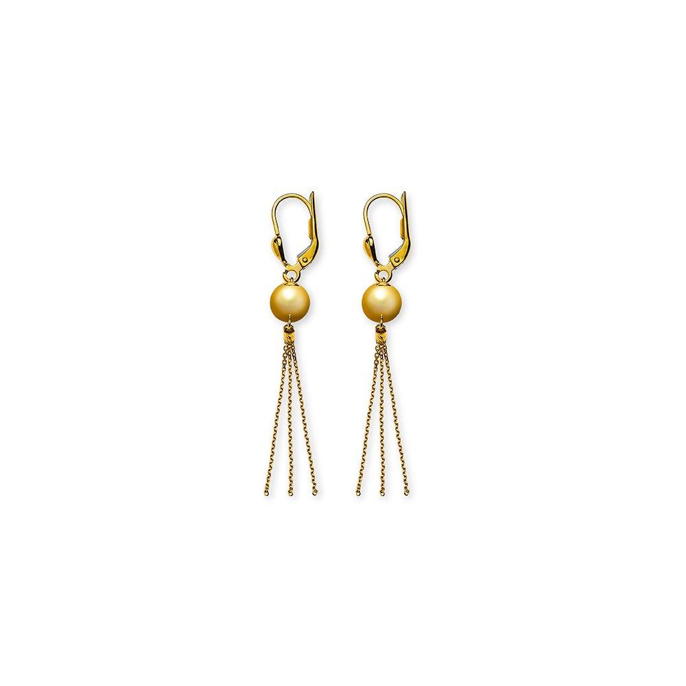 MUAU Schmuck  Clous d'oreilles or jaune 750 boules 7mm chaines d'forçat 2,3cm 