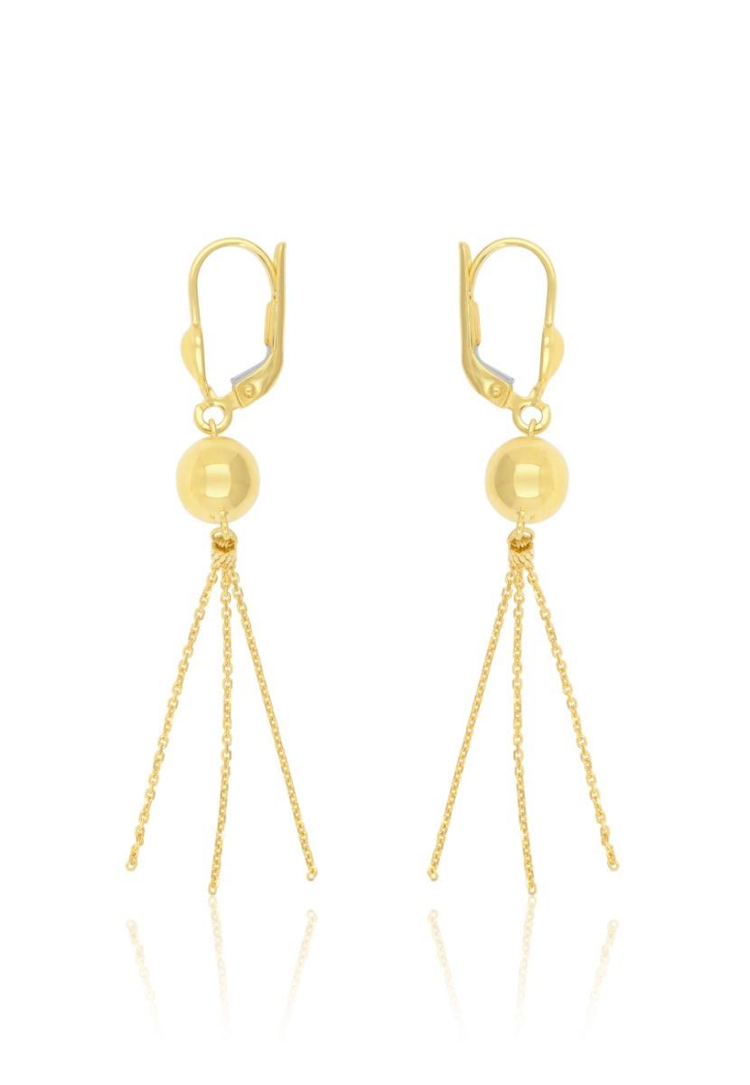 MUAU Schmuck  Clous d'oreilles or jaune 750 boules 7mm chaines d'forçat 2,3cm 