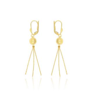 MUAU Schmuck  Clous d'oreilles or jaune 750 boules 7mm chaines d'forçat 2,3cm 