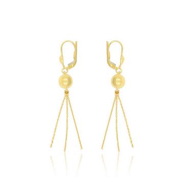 Clous d'oreilles or jaune 750 boules 7mm chaines d'forçat 2,3cm