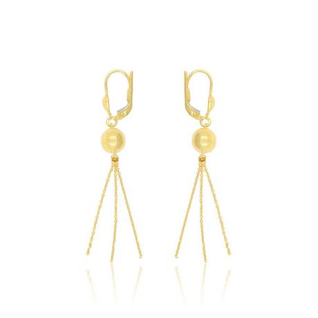 MUAU Schmuck  Clous d'oreilles or jaune 750 boules 7mm chaines d'forçat 2,3cm 