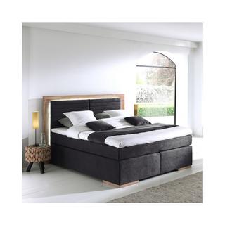 Naturoo Lit Boxspring Marcel 160x200cm noir incl. Premium Topper & éclairage LED  