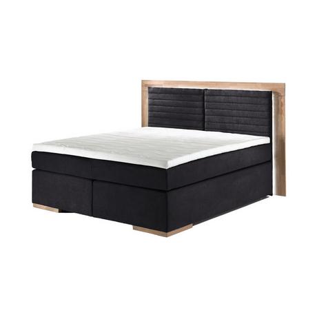 Naturoo Lit Boxspring Marcel 160x200cm noir incl. Premium Topper & éclairage LED  