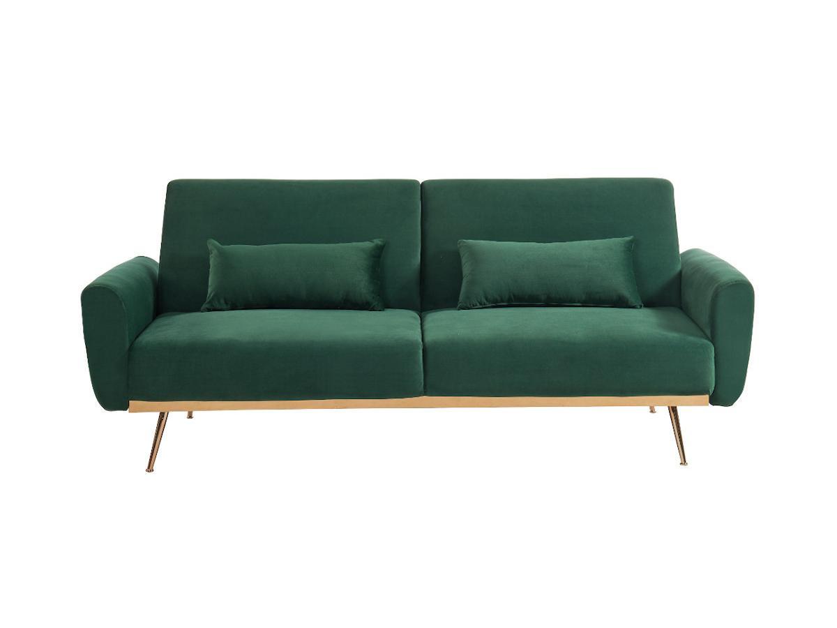 Vente-unique Schlafsofa Klappsofa 3Sitzer Samt Tannengrün LAUNEI  