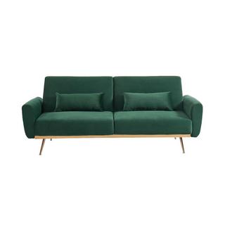 Vente-unique Schlafsofa Klappsofa 3Sitzer Samt Tannengrün LAUNEI  