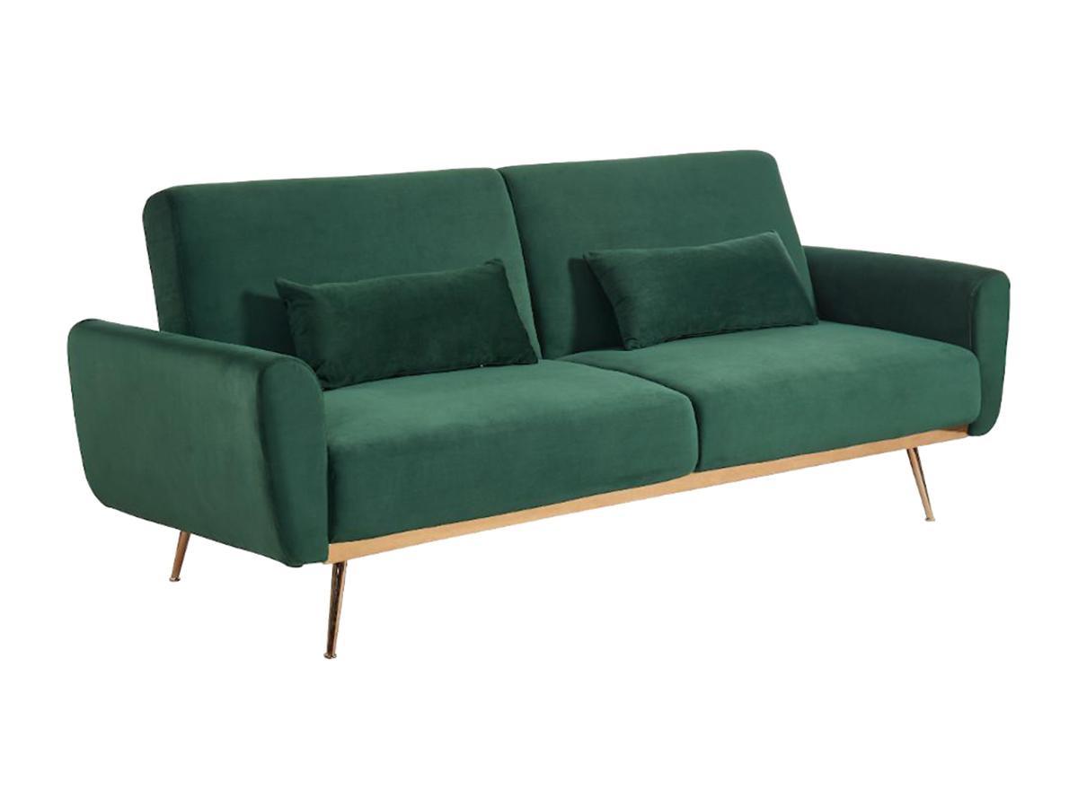 Vente-unique Schlafsofa Klappsofa 3Sitzer Samt Tannengrün LAUNEI  